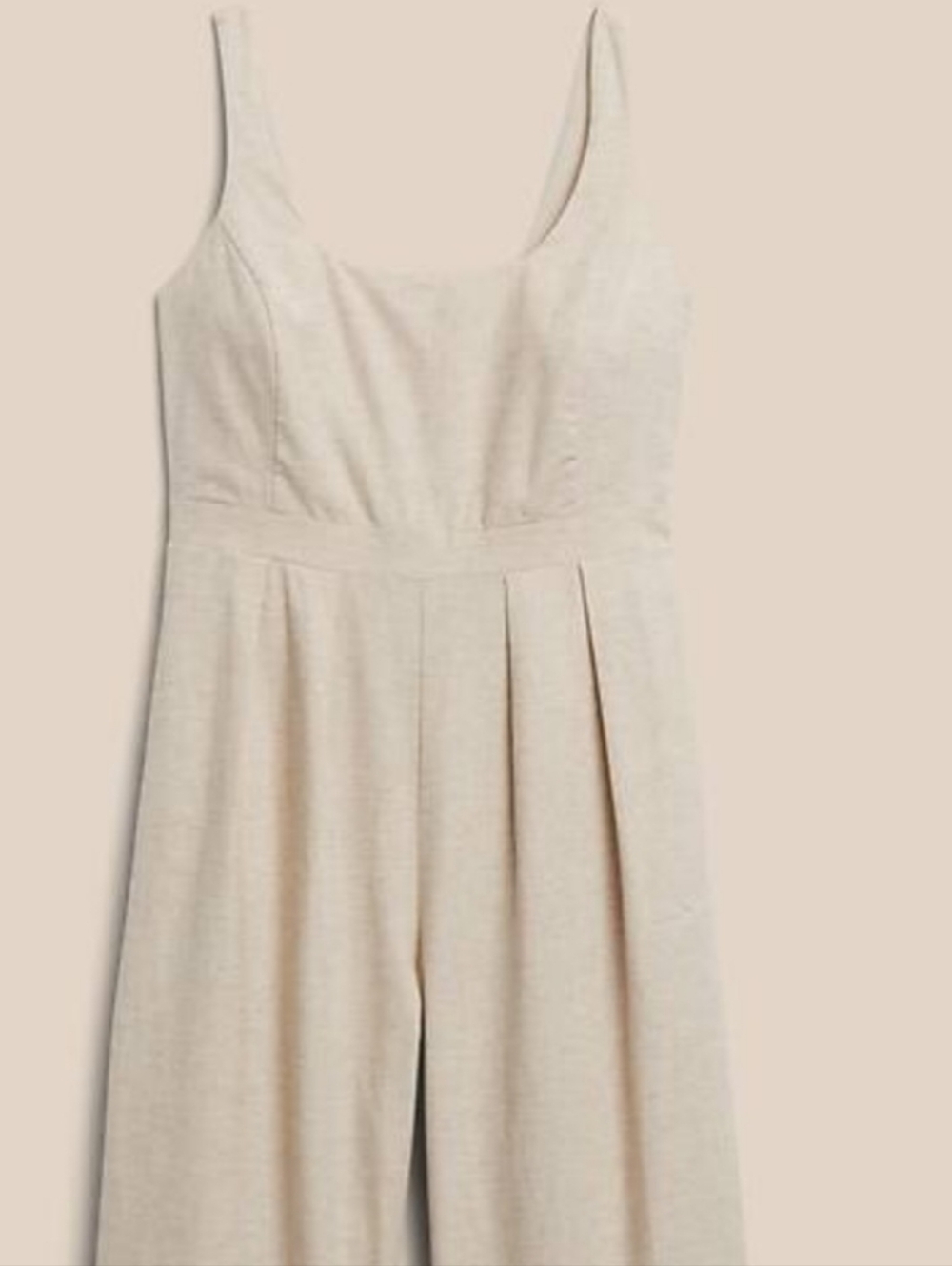 Banana Republic Sleeveless Wide-Leg Jumpsuit in Natural Beige - Size 6P - Picture 2 of 11